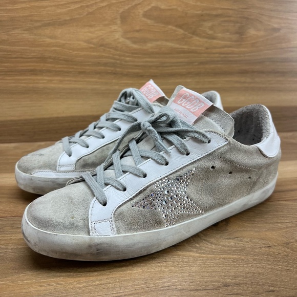 Golden Goose Womens Sneakers Size 37 EU 7 Swarovski Crystal Suede Low Top - Picture 1 of 16